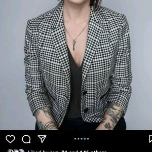 Express houndstooth fitted blazer